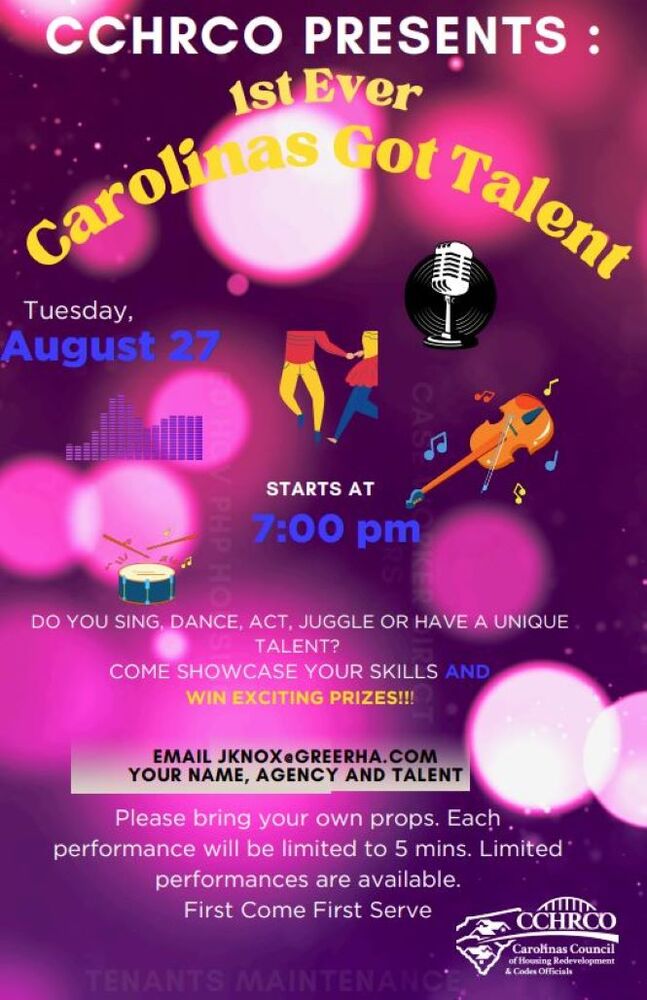 Carolinas Got Talent flyer, all information as listed below.